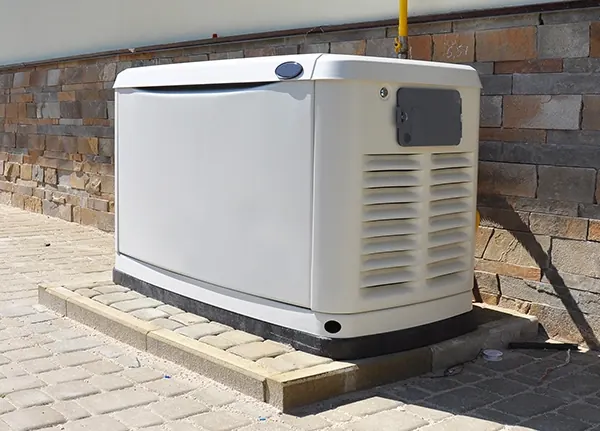 Standby home generator installed on a concrete pad in Leland, NC