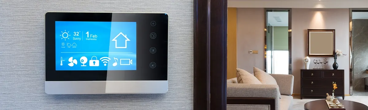 Smart home control panel and low-voltage wiring installed in a Leland, NC home